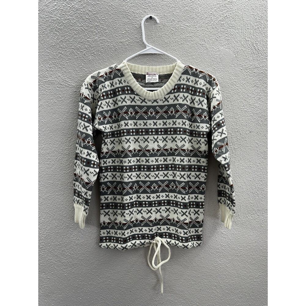 Alexanders Womens Sweater Size Medium Fair Isle Long Sleeve Tie Waist